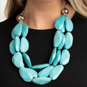 Turquoise Stone Necklace with Earrings